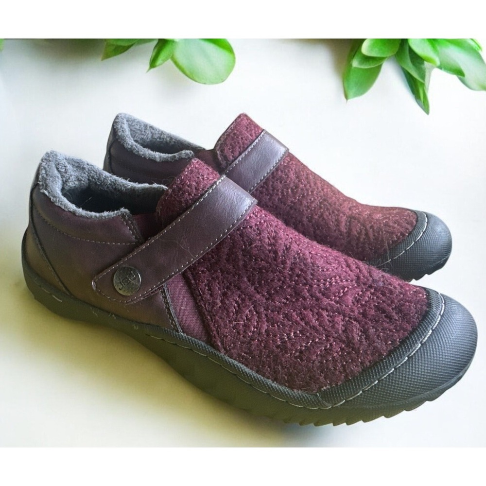 Jbu Jambu Blakely Shoes Womens 6.5M Slip On Faux Fur Lined Burgundy Faux Leather - Picture 2 of 8